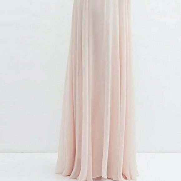 Dessy Collection Blush Pink Strapless Floral Emroidered Gown - Picture 4 of 7